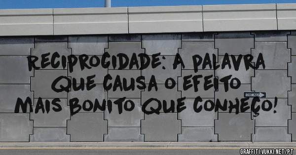 Reciprocidade: A palavra que causa o efeito mais bonito que conheço!