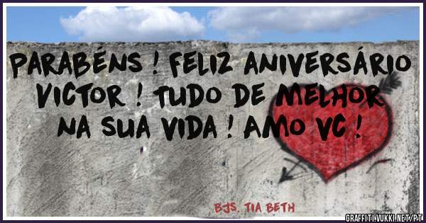 Parabéns ! Feliz aniversário Victor ! Tudo de melhor na sua vida ! Amo vc ! 