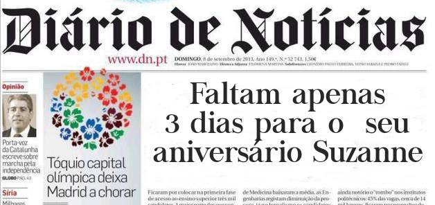 Faltam apenas 3 dias para o  seu aniversário Suzanne