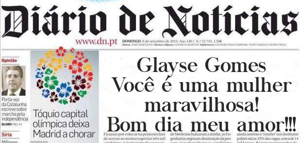 Glayse Gomes 
Você é uma mulher maravilhosa!
Bom dia meu amor!!!