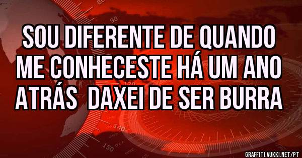 Sou diferente de quando me conheceste há um ano atrás  daxei de ser burra 
