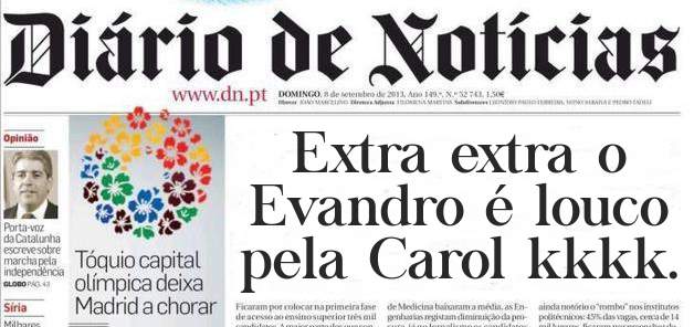 Extra extra o Evandro é louco pela Carol kkkk.