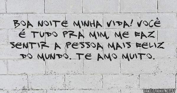 Boa noite minha vida! Você é tudo pra mim, me faz sentir a pessoa mais feliz do mundo. Te amo muito.