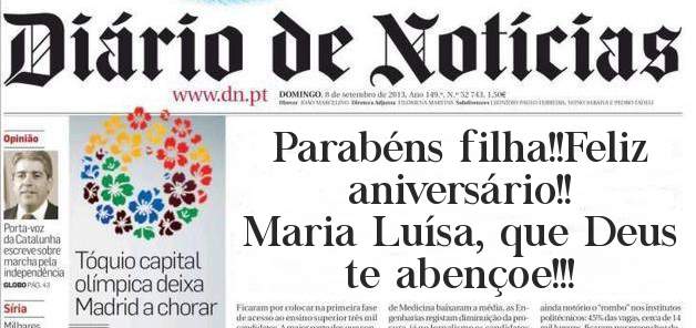 Parabéns filha!!Feliz aniversário!!
Maria Luísa, que Deus te abençoe!!!
