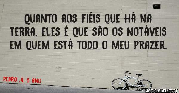 Quanto aos fiéis que há na terra, eles é que são os notáveis em quem está todo o meu prazer.