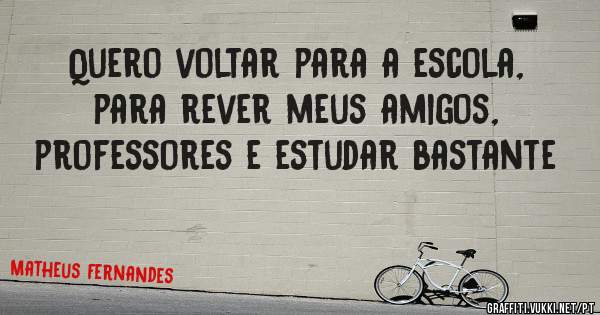 Quero voltar para a escola, para rever meus amigos, professores e estudar bastante 