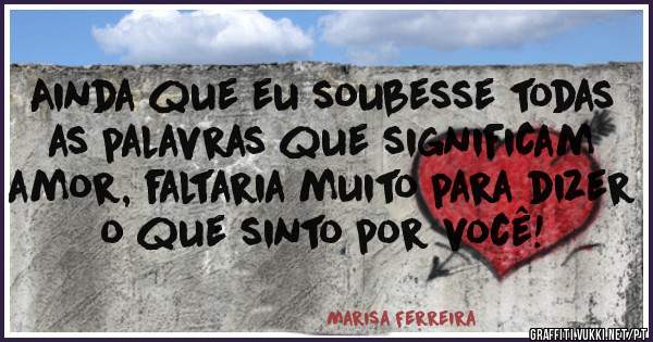 Ainda que eu soubesse todas as palavras que significam amor, faltaria muito para dizer o que sinto por você! 