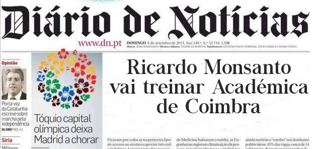 Ricardo Monsanto vai treinar Académica de Coimbra 
