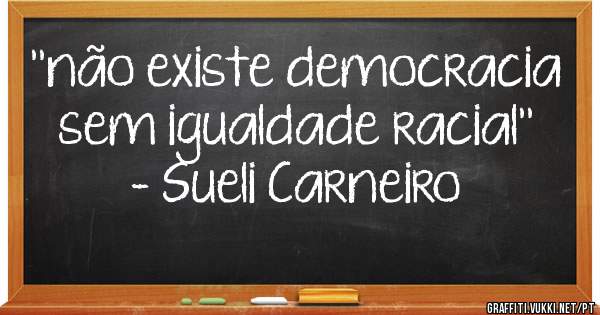 ''não existe democracia sem igualdade racial''
            - Sueli Carneiro
