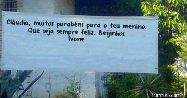 Cláudia, muitos parabéns para o teu menino. 
Que seja sempre feliz. Beijinhos
            Ivone