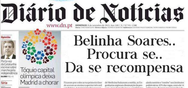 Belinha Soares.. 
Procura se..
Da se recompensa
