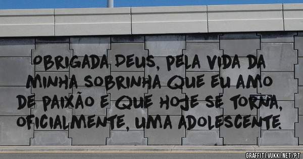 Obrigada Deus, pela vida da minha sobrinha que eu amo de paixão e que hoje se torna, oficialmente, uma adolescente. 