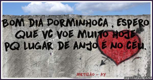 Bom dia Dorminhoca , Espero que vc voe muito hoje pq lugar de anjo é no céu.