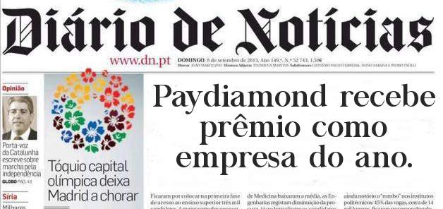 Paydiamond recebe prêmio como empresa do ano.